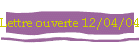 Lettre ouverte 12/04/04